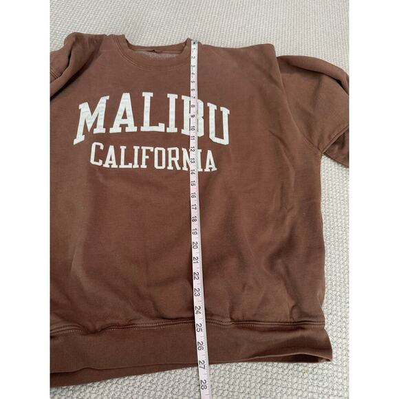 Brandy Melville John Galt Malibu California Crewneck Sweatshirt Light Brown OS - Picture 6 of 9
